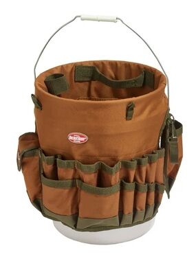 Bucket Tool Organizer Bag in Brown with Many Pockets